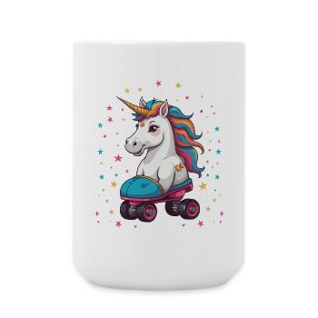 Lustige Rollschuh Einhorn - Große Tasse 440 ml - Weiß - Vorne