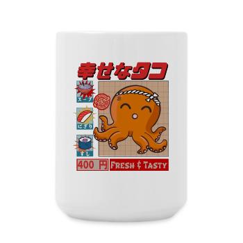 Happy Squid - Frais et savoureux - Grande tasse 440 ml - blanc - Devant
