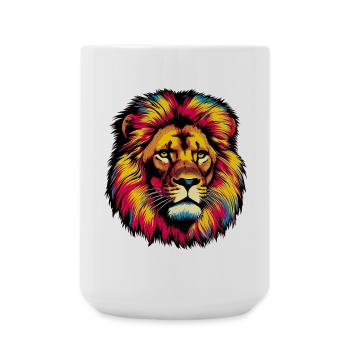 Löwe - Große Tasse 440 ml - Weiß - Vorne