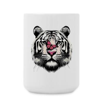 Tigre et papillon - Grande tasse 440 ml - blanc - Devant