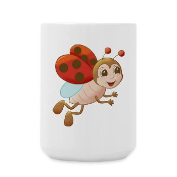 niedlicher Comic Marienkäfer - Große Tasse 440 ml - Weiß - Vorne