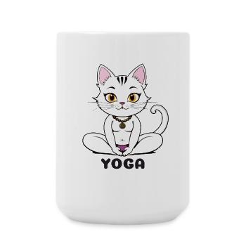 Chat yoga dans un style méditatif - Grande tasse 440 ml - blanc - Devant