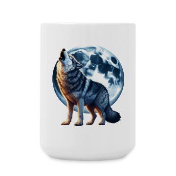 Wolf heult den Vollmond an - Große Tasse 440 ml - Weiß - Vorne