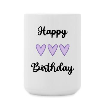 JOYEUX ANNIVERSAIRE. HAPPY BIRTHDAY. ANNIVERSAIRE. - Grande tasse 440 ml - blanc - Devant
