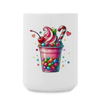 Genuss für die Sinne:Süßigkeiten Milchshake Becher - Große Tasse 440 ml - Weiß - Vorne
