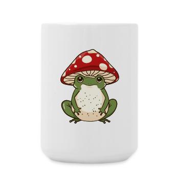 Pilzkappe Frosch Laune - Große Tasse 440 ml - Weiß - Vorne