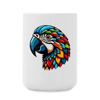 Harlekin Papagei - Große Tasse 440 ml - Weiß - Vorne