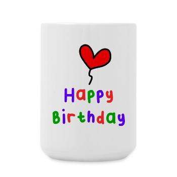 HAPPY BIRTHDAY. HAPPY BIRTHDAY. ANNIVERSARY. - Large Mug 440 ml - white - Front