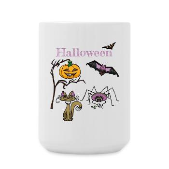 Halloween Pumpkin and Bat Design - Large Mug 440 ml - white - Front