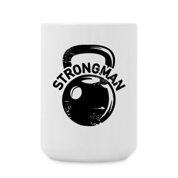 kettlebell strongman fitness weights icon logo - Large Mug 440 ml - white - Front