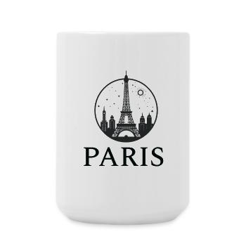 Paris Eiffel Tower silhouette in a circle - Large Mug 440 ml - white - Front