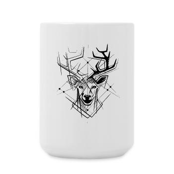 Geometric Reindeer Head – Drawn Wild Animal - Large Mug 440 ml - white - Front