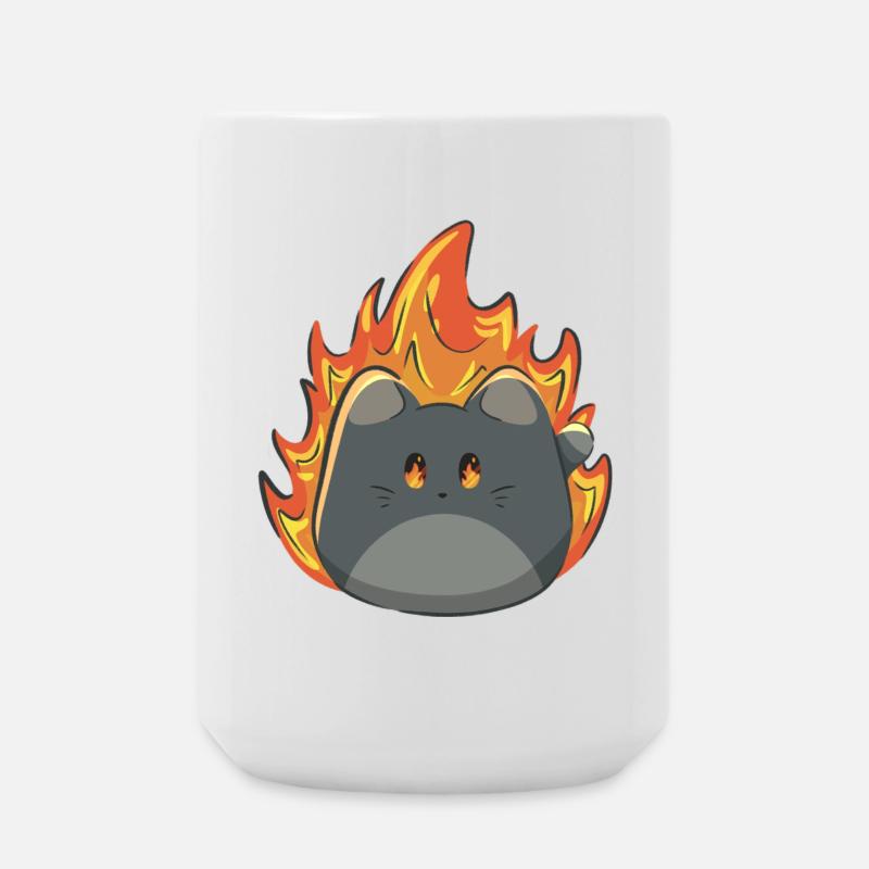 Süße Katze mit Feuer - Große Tasse 440 ml - Weiß
