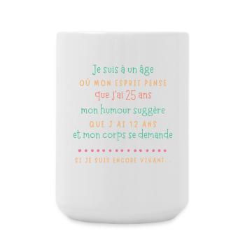 Âge et humour esprit jeune - Grande tasse 440 ml - blanc - Devant
