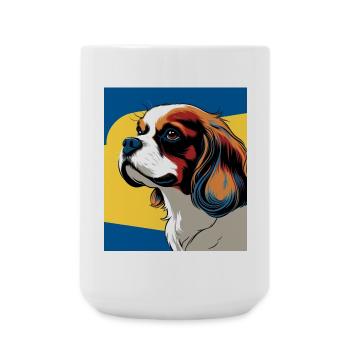 Chien cavalier king charles stylisé pop art - Grande tasse 440 ml - blanc - Devant