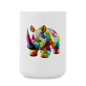 rhinocéros rhino polygones patchwork - Grande tasse 440 ml - blanc - Devant