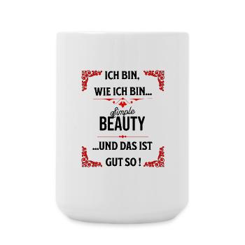 Rote Ornamentrahmen auf Schwarz - Große Tasse 440 ml - Weiß - Vorne