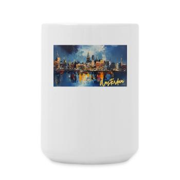 Amsterdam Blue Night Skyline Abstract - Large Mug 440 ml - white - Front