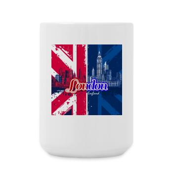 Silhouette de l’Union Jack de Londres - Grande tasse 440 ml - blanc - Devant