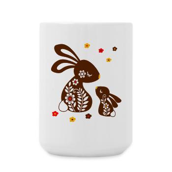 Ostern mit Osterhasen - Große Tasse 440 ml - Weiß - Vorne