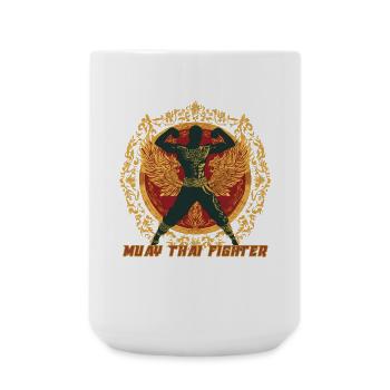 Muay Thai Kriegerflügel-Emblem - Große Tasse 440 ml - Weiß - Vorne
