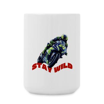 Roule dur, reste sauvage, moto rider - Grande tasse 440 ml - blanc - Devant