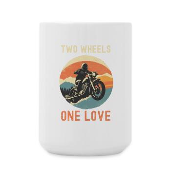 Two Wheels One Love - Large Mug 440 ml - white - Front