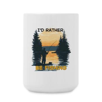 I'D RATHER BE FISHING SUNSET - Large Mug 440 ml - white - Front