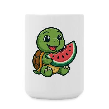 Süße Schildkröte mit Melone Sommer Design - Große Tasse 440 ml - Weiß - Vorne