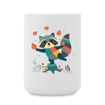 Playful raccoon happily juggling apples - Large Mug 440 ml - white - Front