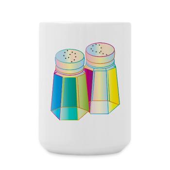 Salz & Pfeffer im Prisma-Glas – Farbenfrohe Würze - Große Tasse 440 ml - Weiß - Vorne