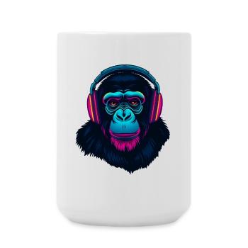 Affe als DJ - Große Tasse 440 ml - Weiß - Vorne