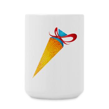 Colorful school cone with red ribbon - Large Mug 440 ml - white - Front