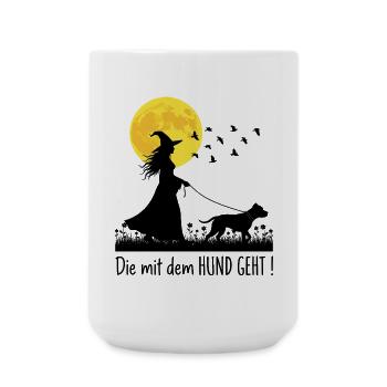 Die mit dem Pitbull geht ! - Große Tasse 440 ml - Weiß - Vorne