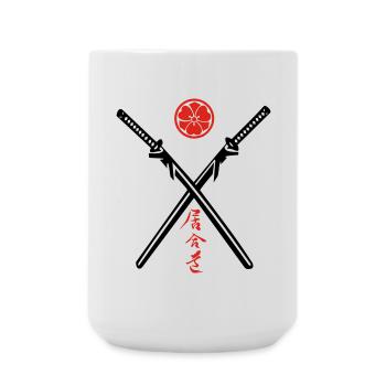 Iaido Kanji & Katana + Mon - Große Tasse 440 ml - Weiß - Vorne