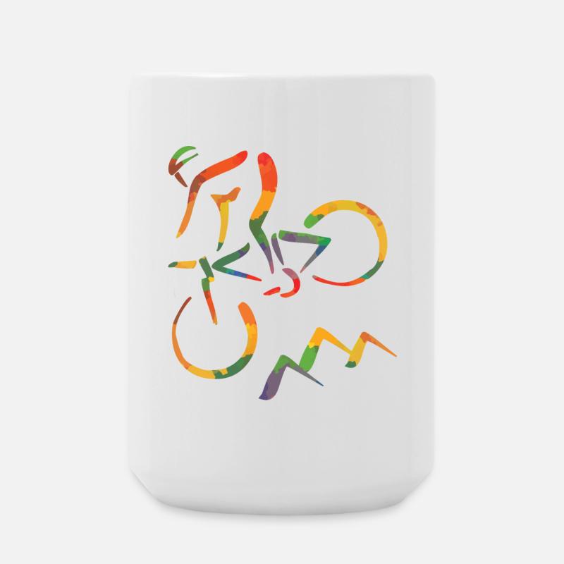 Farbiger Mountainbiker - Große Tasse 440 ml - Weiß