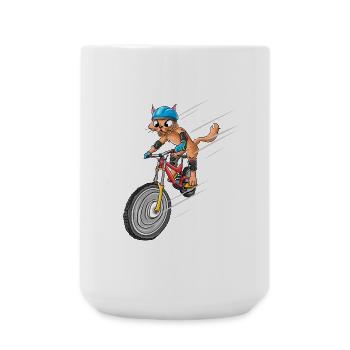 Fahrrad Katze - Große Tasse 440 ml - Weiß - Vorne
