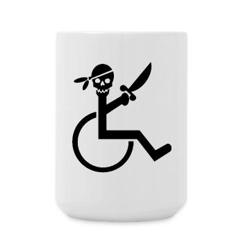 Rollstuhl-Pirat # - Große Tasse 440 ml - Weiß - Vorne