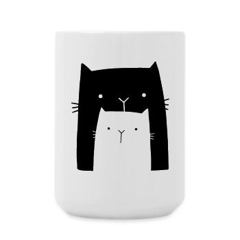 Cats cat family gift mom child - Large Mug 440 ml - white - Front