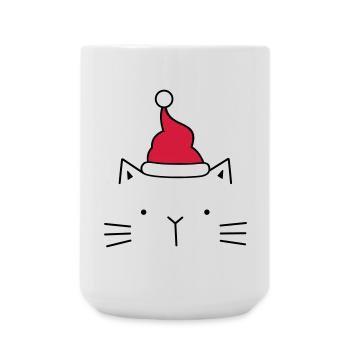 Chat noël chapeau noël noël - Grande tasse 440 ml - blanc - Devant