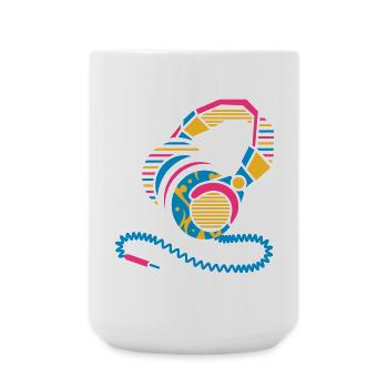 Headphones of patterns and stripes - Large Mug 440 ml - white - Front