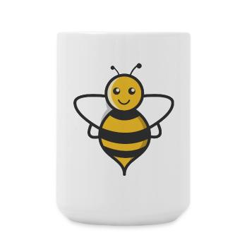 Cute Bee Cartoon Nature Design - Large Mug 440 ml - white - Front