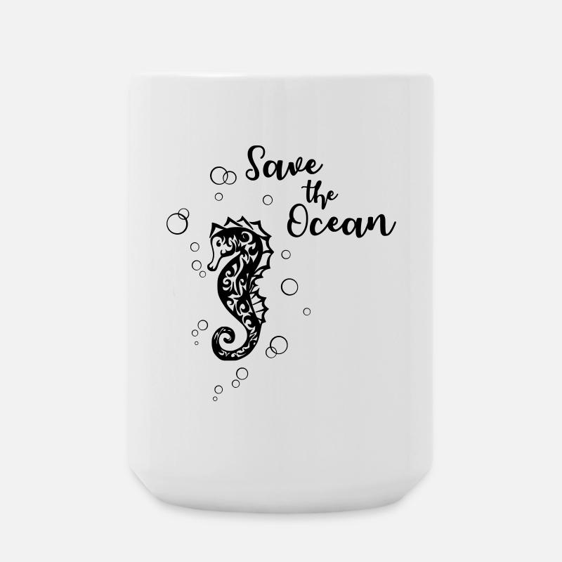 Save the Ocean - hippocampe - Grande tasse 440 ml - blanc