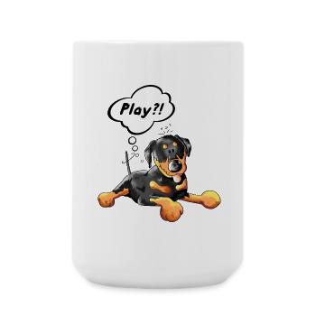 Rottweiler denkt sich Play - Große Tasse 440 ml - Weiß - Vorne