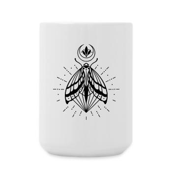 Moth moon crystal diamond firefly - Large Mug 440 ml - white - Front