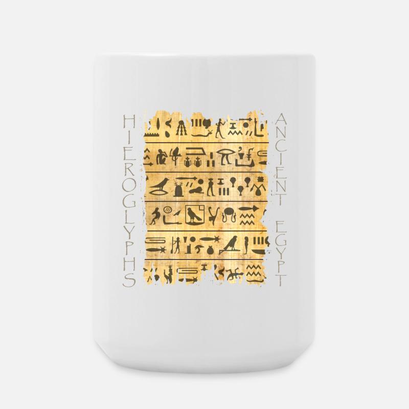 Torn papyri with hieroglyphics - Large Mug 440 ml - white