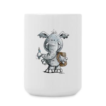 Schoolchild elephant I school enrollment gift - Large Mug 440 ml - white - Front