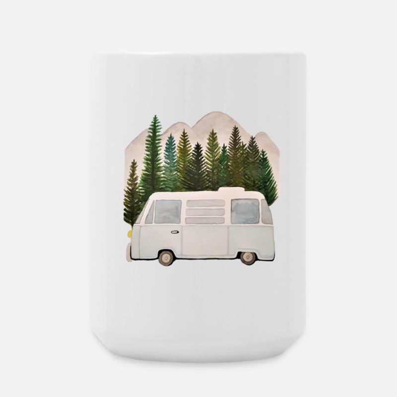 Camper Campingbus vor Bergen - Große Tasse 440 ml - Weiß