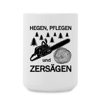 Motorsäge, Holz machen, Wald, Holzfäller, Fichten - Große Tasse 440 ml - Weiß - Vorne