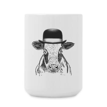  Kuh mit Hut - Große Tasse 440 ml - Weiß - Vorne